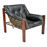 Jacaranda, rope, leather and chrome lounge chair