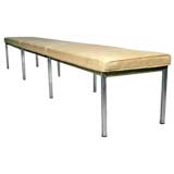 Rare leather and steel "parallel bar" bench by Florence Knoll