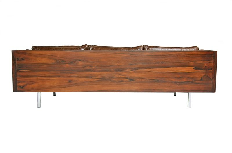 Rosewood sofa by Milo Baughman in brown leather 4