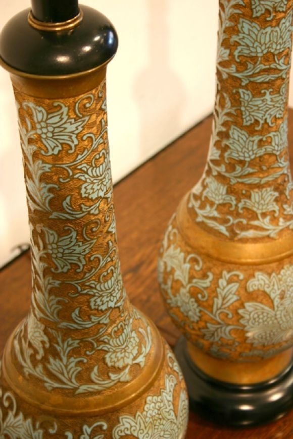 Pair of cloisonné enamel asian lamps