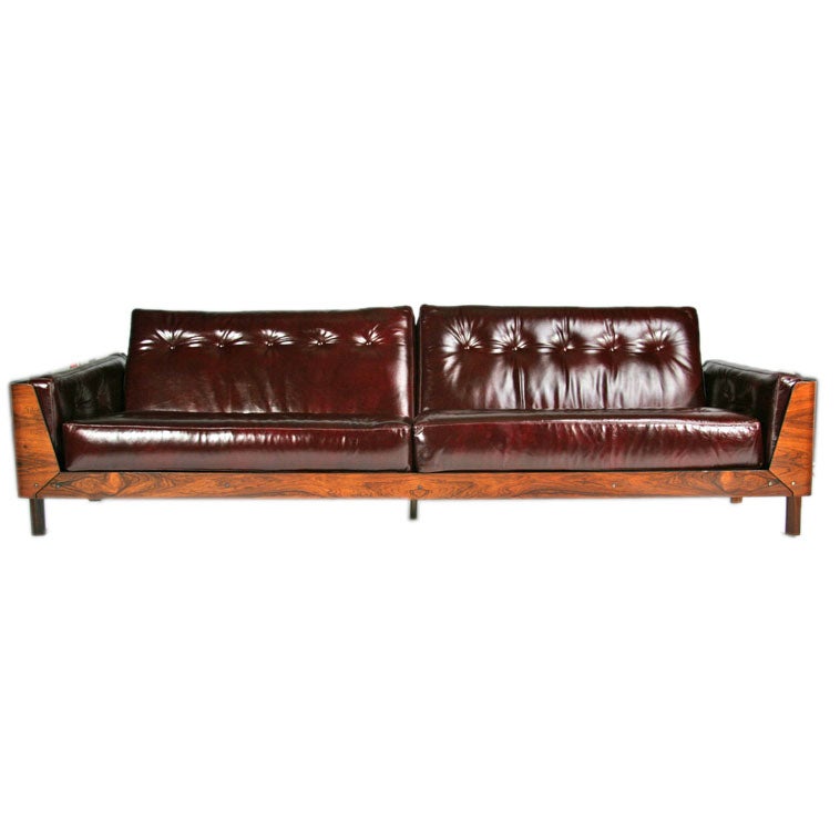 Rosewood Case Sofa  in oxblood leather by L'Atelier