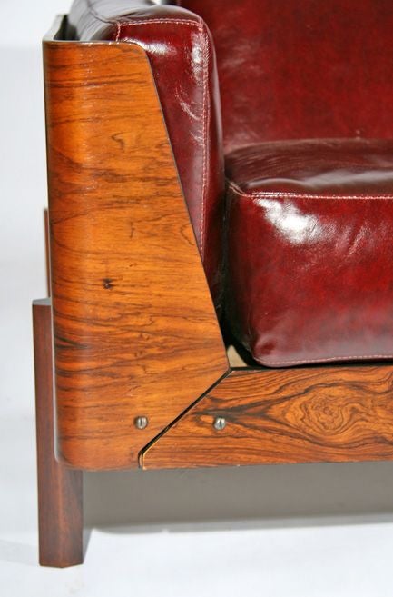 Rosewood Case Sofa  in oxblood leather by L'Atelier 4
