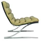 Green leather and chrome steel lounge chair, Design Institute