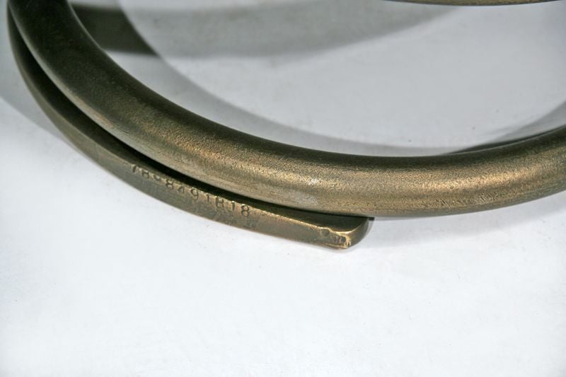 Mid-20th Century Pair of coiled bronze and faux crocodile leather stools