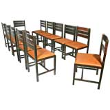Set of 12 rosewood and leather dining chairs, Sergio Rodrigues