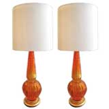 Pair of Murano glass Italian lamps