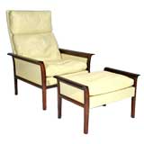 Rosewood High Back Lounge Chair & Ottoman