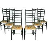 Set of six Italian Ladder Back Dining Chairs
