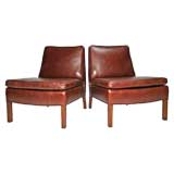 Pair of Slipper Chairs by Dunbar in Leather