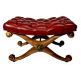Tufted Leather and Bronze Ottoman by Monteverdi-Young