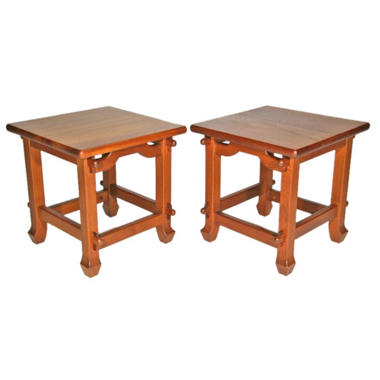 Pair of Teak California Craftsman Revolutionary Tables For Sale