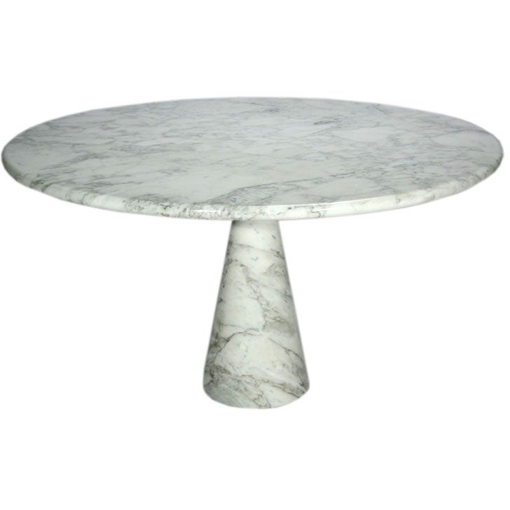 Round marble pedestal dining table by Angelo Mangiarotti