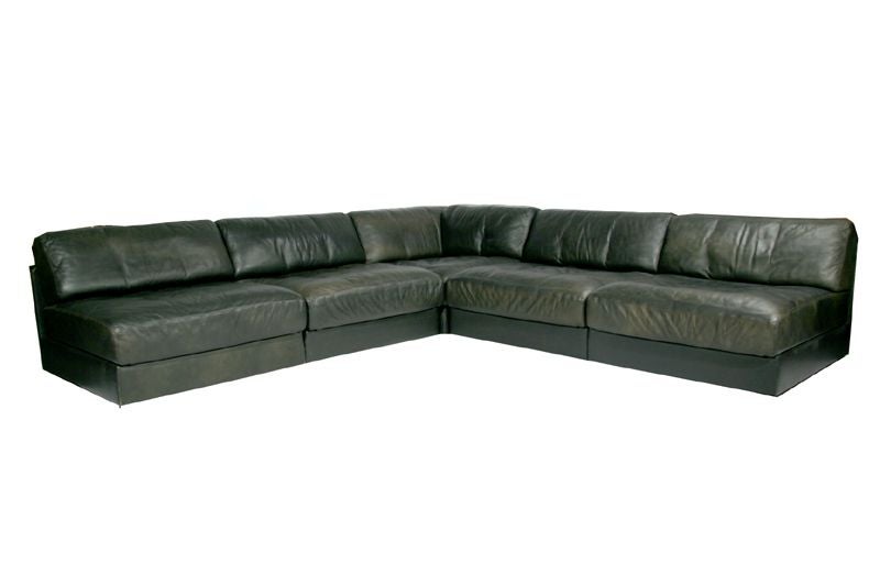 Black leather sectional sofa by De Sede