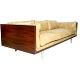 Rosewood case sofa by Milo Baughman in tan leather