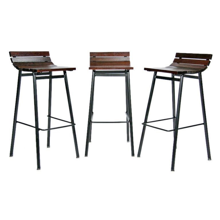 The Slat Bar Stool in Mahogany by Thomas Hayes Studio