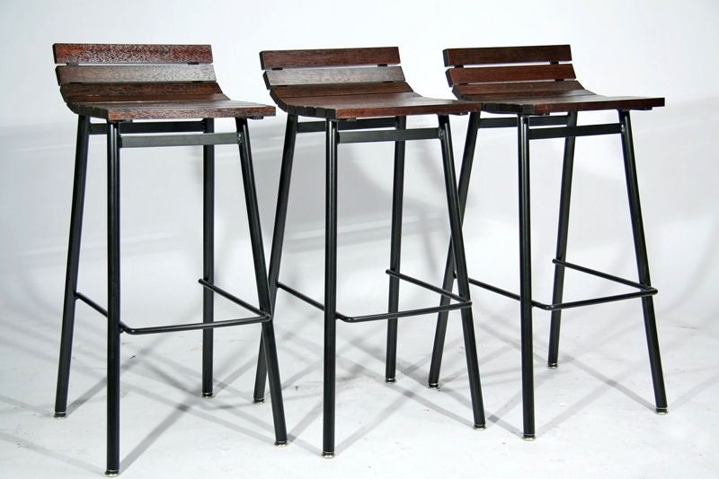 The Slat Bar Stool in Mahogany by Thomas Hayes Studio 5