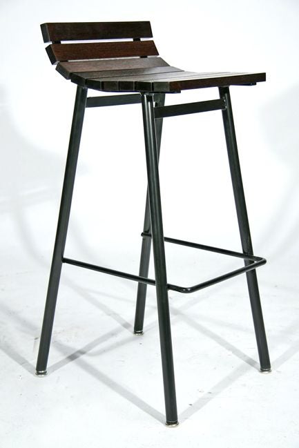 The Slat Bar Stool in Mahogany by Thomas Hayes Studio In Excellent Condition In Hollywood, CA