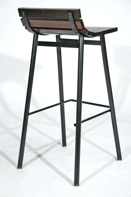 The Slat Bar Stool in Mahogany by Thomas Hayes Studio 1