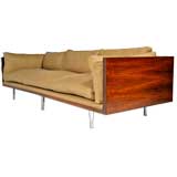 Rosewood case sofa by Milo Baughman in leather