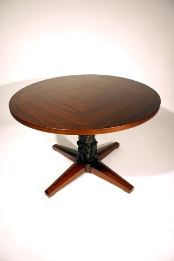 Monteverdi-Young inlaid and carved mahogany breakfast table