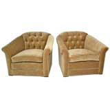 Pair of silk velvet lounge chairs by Monteverdi-Young