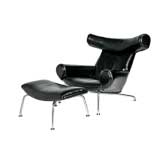 Leather "Ox Chair" and ottoman by Hans Wegner