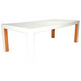 Two tone lacquered parsons dining table by Milo Baughman