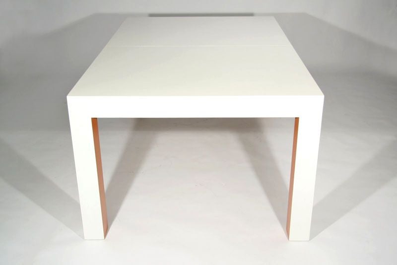 American Two tone lacquered parsons dining table by Milo Baughman