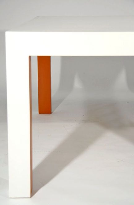 Late 20th Century Two tone lacquered parsons dining table by Milo Baughman