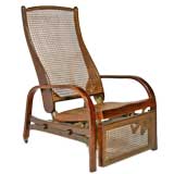 Caned reclining lounge chair by L'Atelier