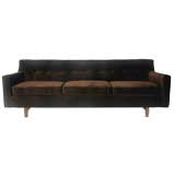 Luxurious chocolate mohair sofa by Edward Wormley for Dunbar