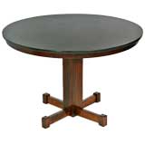 Sergio Rodrigues round rosewood table with granite top