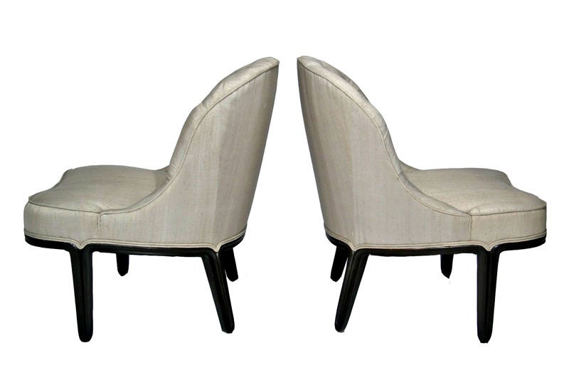 Pair of rare "Janus" slipper chairs by Edward Wormley for Dunbar