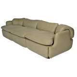 Soft gray leather modular sofa by Saporiti Italia