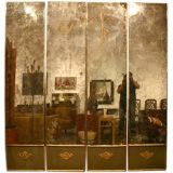 Set of four gold-veined mirrored wall panels