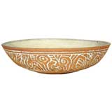 Low stoneware bowl with white glazed patterns by Raul Coronel