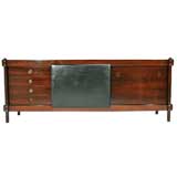 Rosewood Cabinet with Leather Sliding Door by Sergio Rodrigues