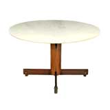 Round marble and rosewood dining table by Sergio Rodrigues