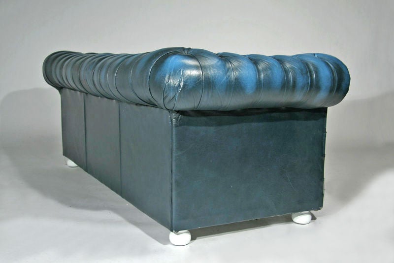 Blue leather chesterfield sofa 1