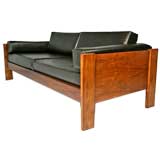 Solid caviuna wood frame leather sofa
