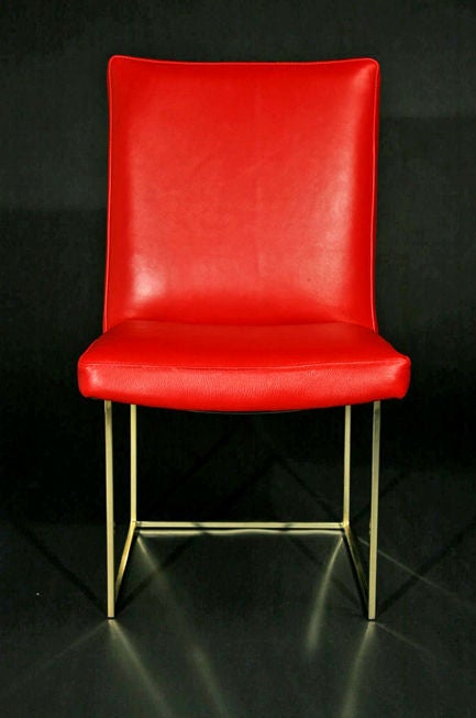 Set of eight brass frame dining chairs by Milo Baughman