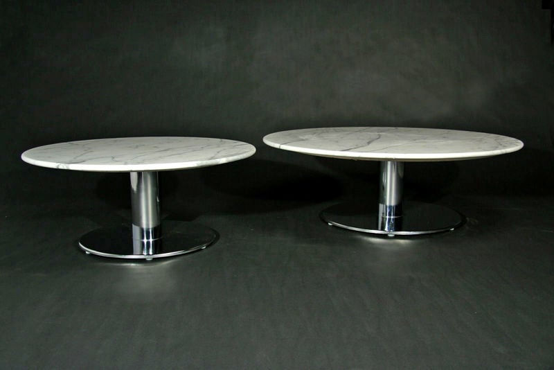 Round marble and chrome base coffee table