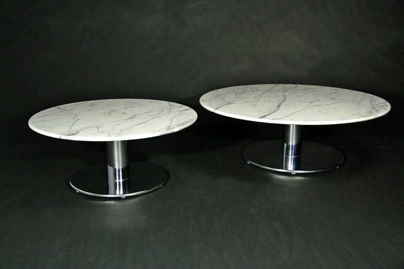 Round marble and chrome base coffee table