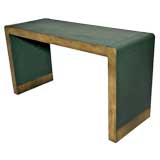 Bronze and emerald leather console table