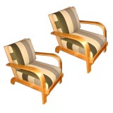 Pair of Russell Wright  upholstered armchairs