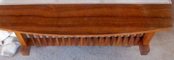 Two sofas with gorgeous Walnut frame and Laurel wood armrests.Frame in excellent original condition.Sold in Muslin upholstery with optional customer's own material.