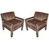 Pair of Velvet Leopard  Parsons Chairs