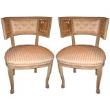 Pair of Striped Silk Chairs