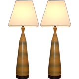 Pair of Extra Tall Glazed Table Lamps