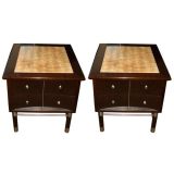 Pair of Ebonized Capiz Shell Top Tables